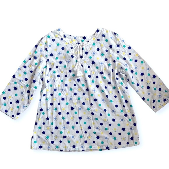 Talbots | Tops | Talbots Multi Color Polka Dot Tassel 34 Sleeve Blouse ...